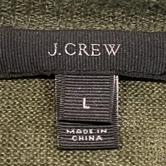 J. Crew Women Military Green Linen Scoop Neck Sweater with Lace Trim Size Large - Picture 5 of 12